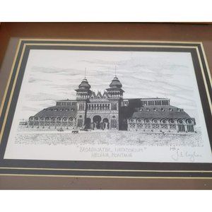 J E Coyle Art Print, Signed Framed Matted, 1970s, Broadwater Helena Montana